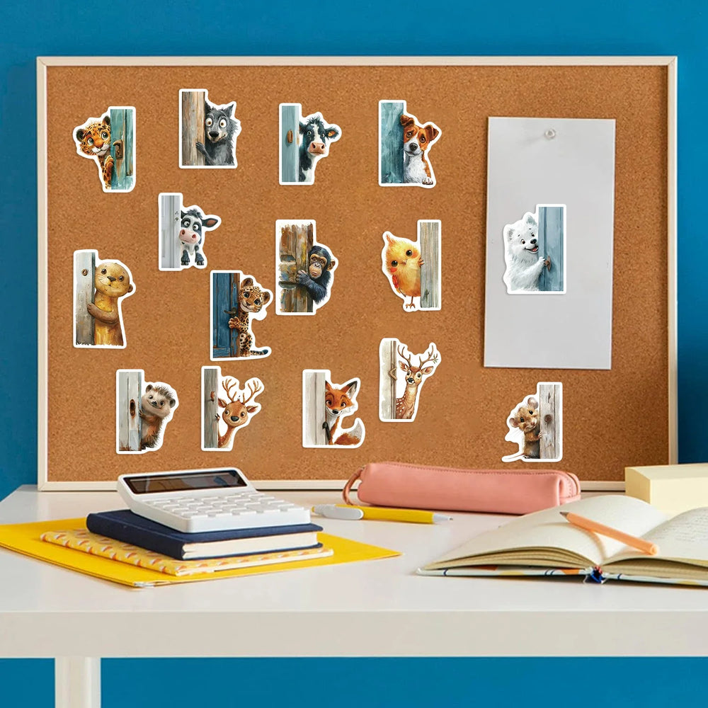 50PCS The Animal At The Door Stickers Aesthetic PVC Children Decoration Sticker For Sketchbook Scrapbook  Kids Classic Toys (Online Order Only)