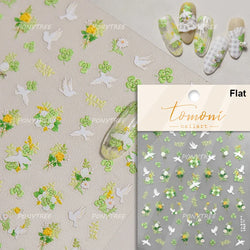 Painting Sketch Tulip Daisy Willows Scenery Daisy Colorful Flowers Sun Star Butterfly Wicker 3D Nail Art Stickers Manicure Decal (ONLINE ORDER ONLY)