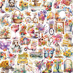 Retro Flower Cartoon Stickers - 10/30/50pcs Aesthetic Decals for Laptop, Phone, Notebook (Online Order Only)