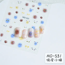 Lovely Cartoon Halo Dyeing Cat Bowkbot Paw Kitten Star Love Charming Self Adhesive Nail Art Sticker Cute Animals Manicure Decal (ONLINE ORDER ONLY)