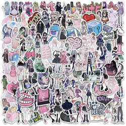 60PCS Pink Kawaii Y2K Gothic Anime Stickers Cute Aesthetic Decals for Phone Laptop Car (Online Order Only)