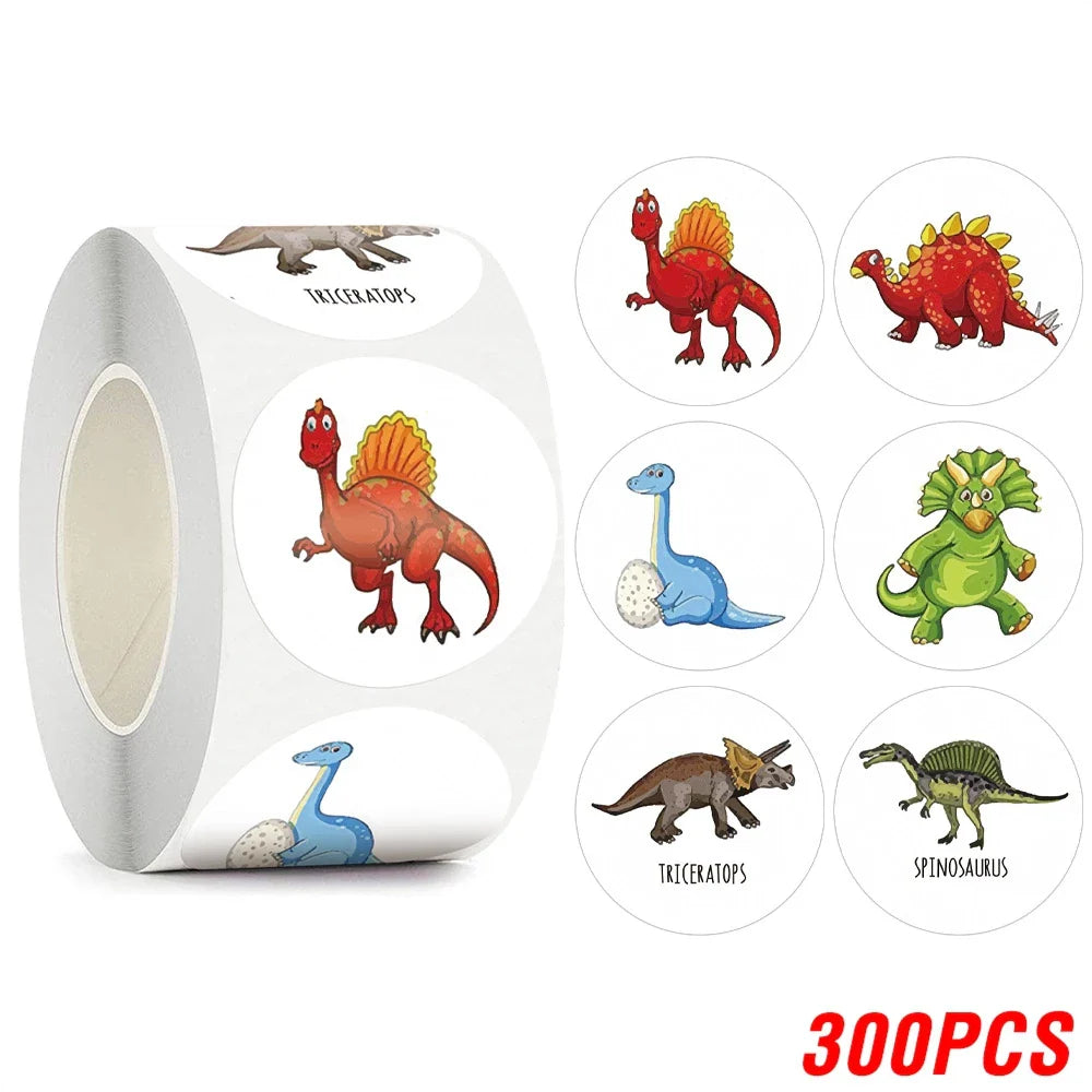 100-500pcs New Cartoon Dinosaurs Stickers 6 Designs for Classroom Teacher Stationery Sticker Label for Kids Reward Stickers (ONLINE ORDER ONLY)