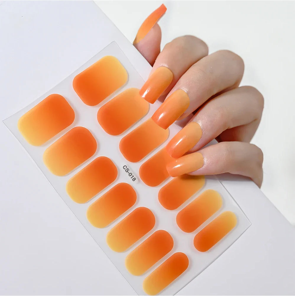 14Tips Solid Color Stickers Nail Art Supplies European & American Simple Decals Oil Film Decals Press on Nails Stickers Designer (ONLINE ORDER ONLY)