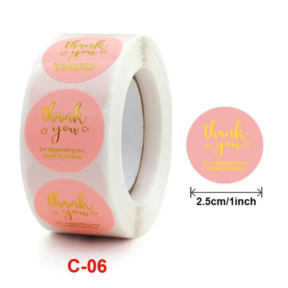 50-500pc 1inch Round Thank You Gilding Powder Sealed Sticker For Card Envelope Sealing Label Stickers Wedding Party Gift Sticker (ONLINE ORDER ONLY)