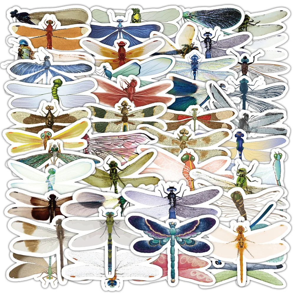 Dragonfly Stickers Cartoon Animal DIY Graffiti Scrapbook Luggage Laptop Guitar Bike Decals (Online Order Only)