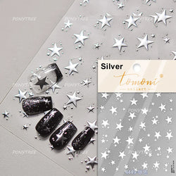 Irregular Stars Red Silver Five-pointed Star Meteor Shiny 5D Self Adhesive Nail Art Stickers Romantic Rhinestone Manicure Decals (ONLINE ORDER ONLY)