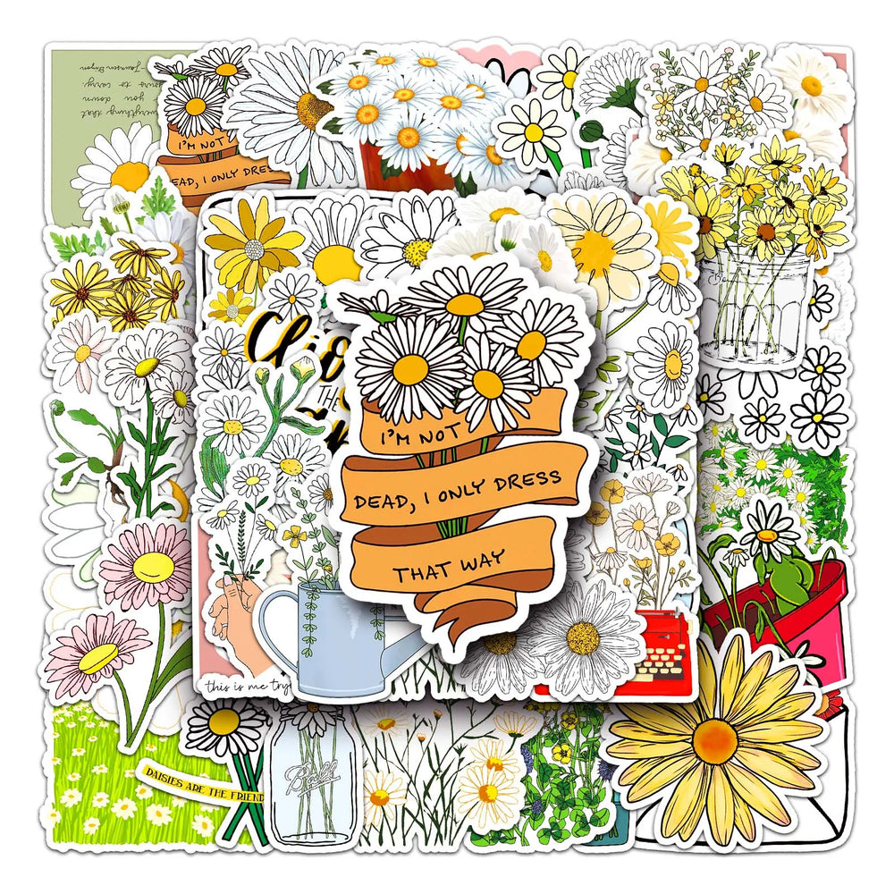50Pcs Daisy Cartoon Waterproof Vinyl Stickers for Skateboard Snowboard (Online Order Only)