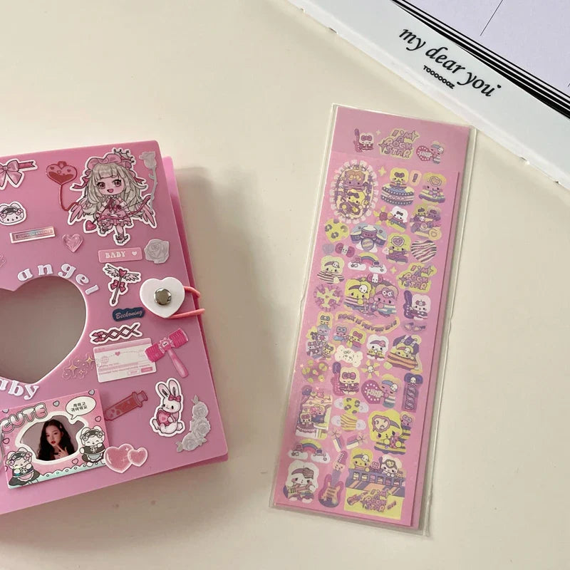 Korean ins Cute Punk Rock Bunny Stickers Hand Account Idol Card DIY Material Decorative Sticker Personalized Kawaii Stationery (Online Order Only)