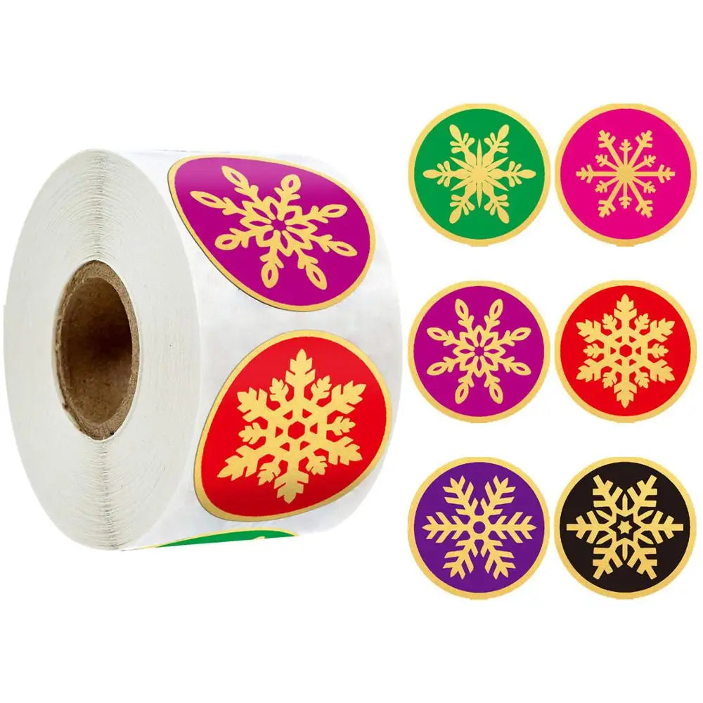 100-500pcs Merry Christmas Stickers Round Holidays Stickers For Xmas Thank You Greeting Cards Sealing Gift Decoration Stickers (Online Order Only)