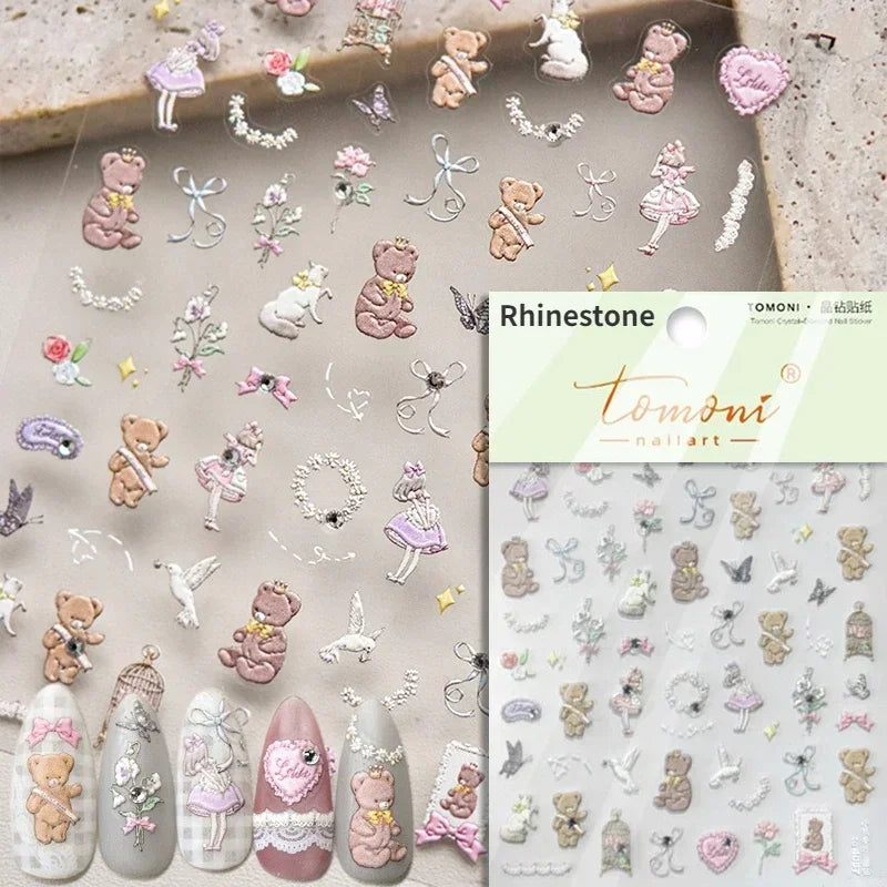 Bowknot Bear Cake Chocolates Food Star Cherry Apple Cook Love Heart Adhesive Nail Art Sticker Rhinestone Reliefs Manicure Decal (ONLINE ORDER ONLY)