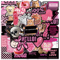 55/110PCS Pink Gothic 3D Stickers Cute Anime Aesthetic Decals for Phone, Computer, Car, Toy (Online Order Only)