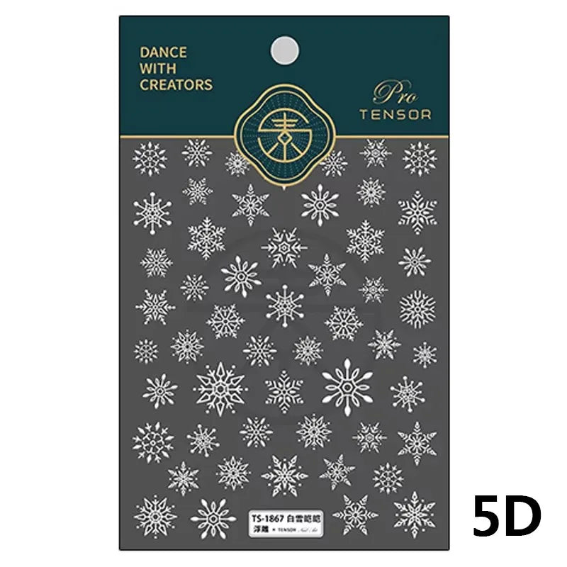 Bowknot Glove Socks Elk House Gingerbread Man Self Adhesive Nail Art Stickers Snowflake Christmas Tree Rhinestone Manicure Decal (Online Order Only)