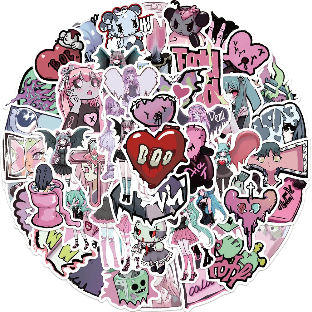 Dark Sweet Girl Graffiti Stickers for Skateboard, Laptop, Luggage, Phone - 10/25/50PCS (Online Order Only)