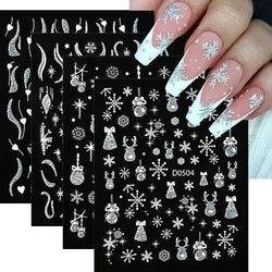 1pc Christmas Nail Sticker 3D Gold Glitter Snowflake Elk Penguin Bells Design Adhesive Nail Slider Decals Winter Manicure Decor* (Online Order Only)