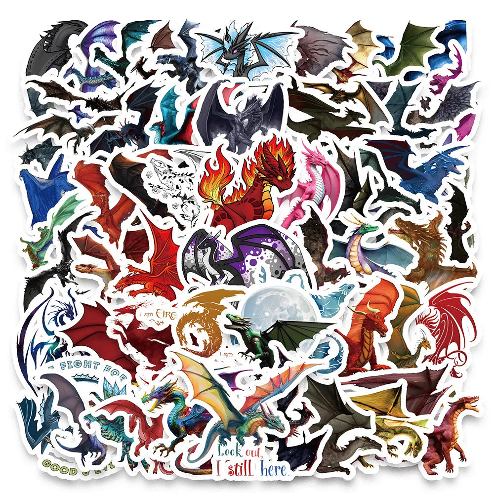Cartoon Fire Dragon Stickers for DIY Scrapbooking, Phone, Laptop, Suitcase, Skateboard, Helmet - 10/30/60pcs (Online Order Only)