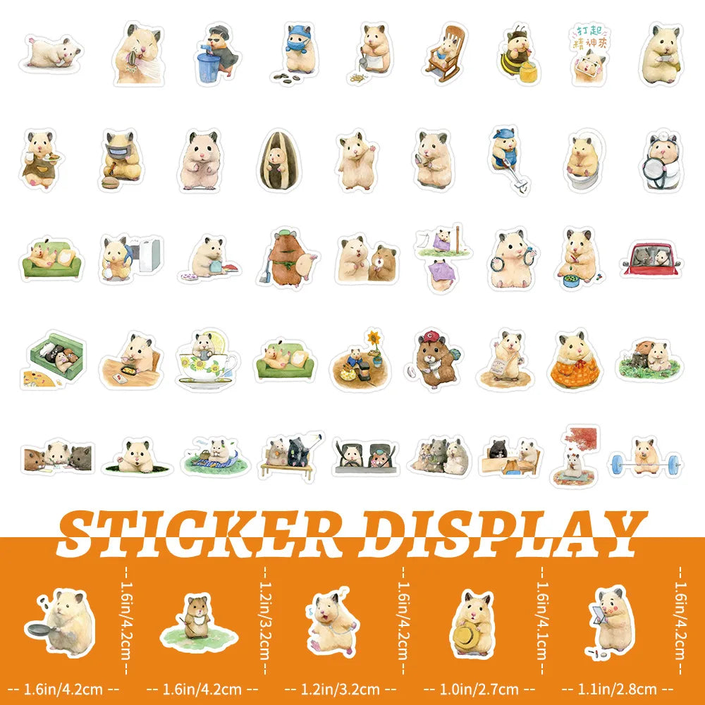 10/30/50/100PCS Kawaii Hamster Stickers Cute Animal Cartoon Graffiti DIY Decals Luggage Laptop Phone Guitar Bike Skateboard Toy (ONLINE ORDER ONLY)