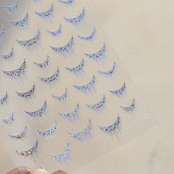 French Romantic Tassel Crescent Moon Laser Charming Gold Silver Arc Self Adhesive Nail Art Stickers Hot Stamping Manicure Decals (Online Order Only)