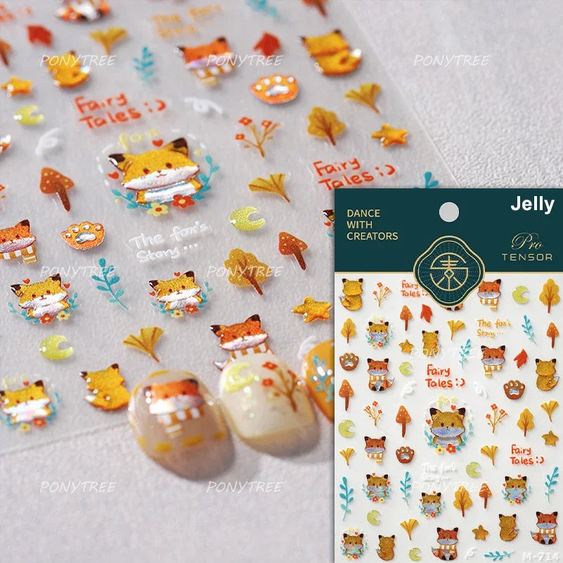 Cute Colored Mushrooms Water Bubbles Umbrella-shaped Plant Various Shapes Fungi Lovely Adhesive Nail Art Stickers Manicure Decal (ONLINE ORDER ONLY)