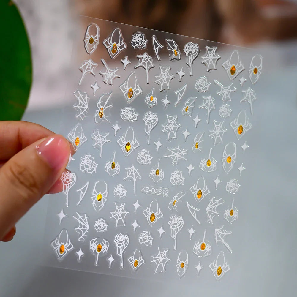 1pc Bohemian Valentine Nail Stickers 3D Self-Adhesive Fantasy Nail Art Glitter Sun, Heart, Lock, Star & Moon Designs Nail Decals (ONLINE ORDER ONLY)