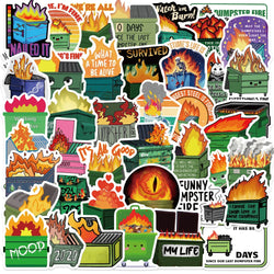 56Pcs Creative Dumpster on Fire Stickers For Phone Suitcase Journal Accessories Scrapbooking Supplies DIY Graffiti Stickers (Online Order Only)