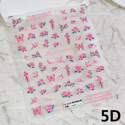 French Chic Mini Pink Rose Flower Bowknot Lace Ribbon Pearl White Little Flower Self Adhesive Nail Art Stickers Manicure Decals (ONLINE ORDER ONLY)