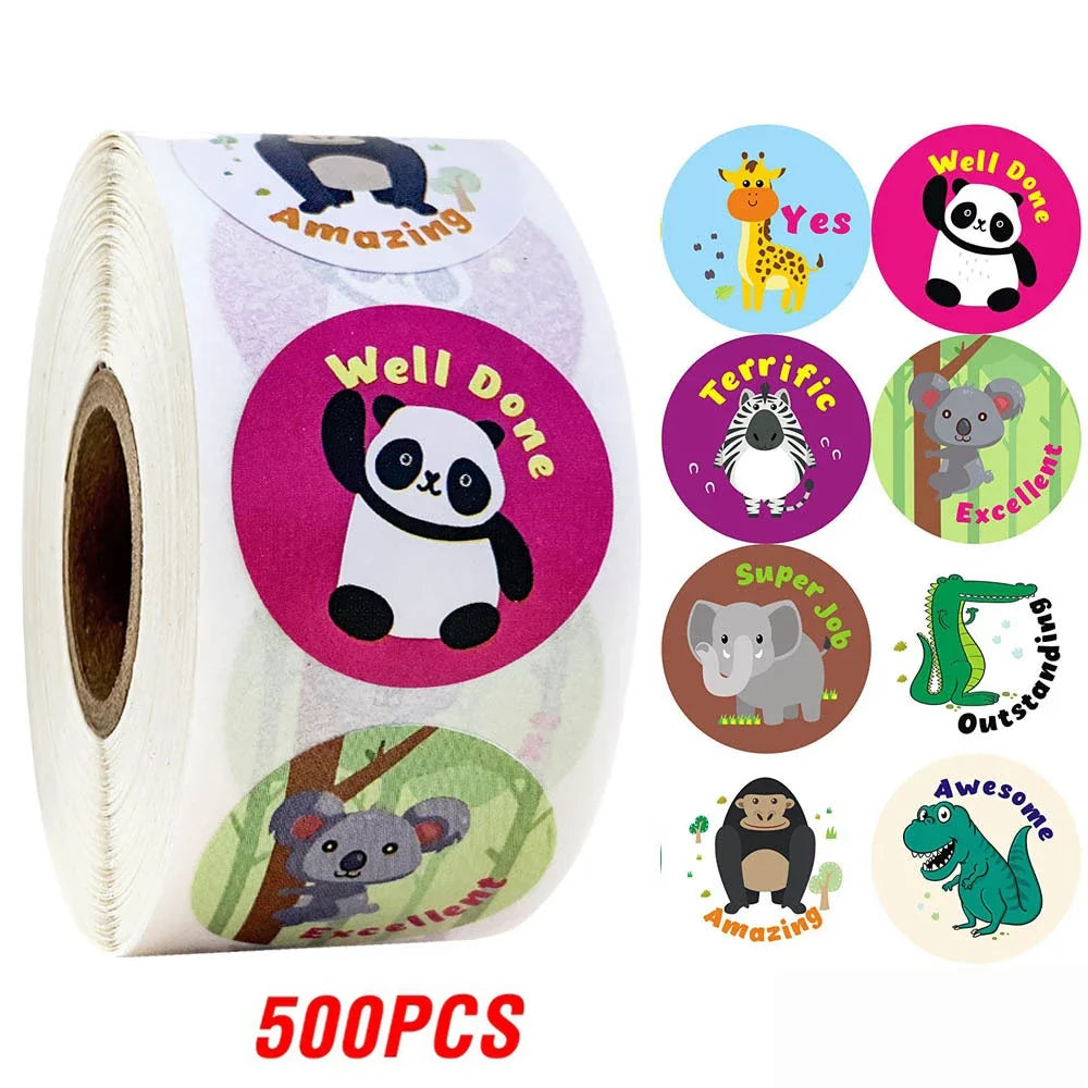 100-500pcs Cartoon Animals Sticker for Children 8 Designs Cute Thank You Scrapbooking Stationery Sealing Labels Rewards Stickers (ONLINE ORDER ONLY)