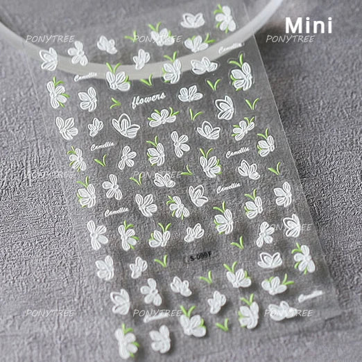 Oil Painting Style Rose Camellia Flower Vase Romantic Candle Holder Bowknot Embossed Adhesive Nail Art Stickers Manicure Decals (ONLINE ORDER ONLY)