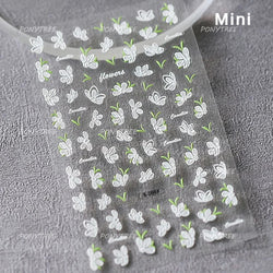 Delicate Chic White Flower Jelly Green Leaves Red Fruits Lily Gardenia Self Adhesive Nail Art Stickers Rhinestone Manicure Decal (Online Order Only)