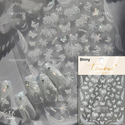 Retro White Lace Fabric Piece Bowknot English Letter Decorative Border Irregular Cloth Block Adhesive Nail Art Stickers Decals (ONLINE ORDER ONLY)