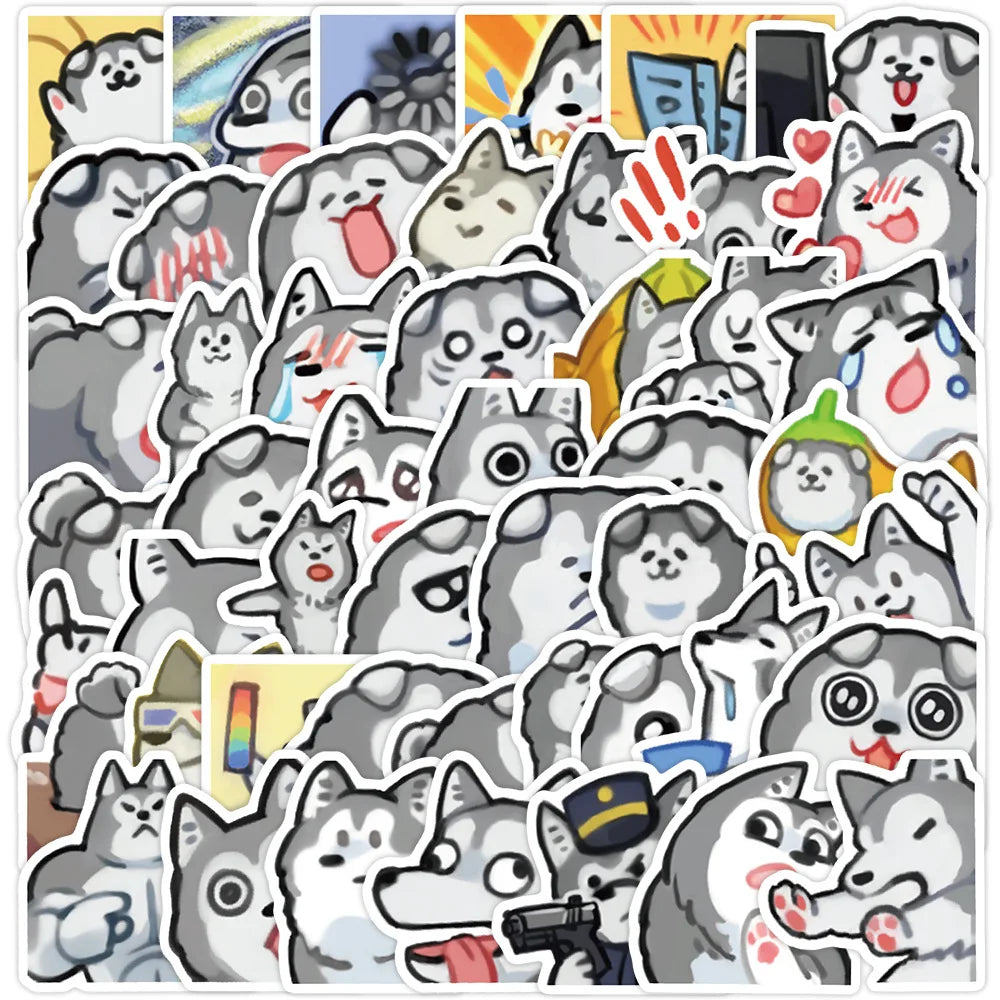10/30/50PCS Silly Husky Stickers Cute Dog Meme Graffiti Toy Cartoon DIY Decoration Laptop Phone Guitar Car Bike Skateboard Decal (ONLINE ORDER ONLY)