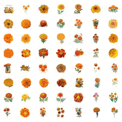 10/30/55PCS Marigold Stickers Plant Cartoon Graffiti DIY Decoration Scrapbook Fridge Luggage Laptop Phone Guitar Bike Decals Toy (Online Order Only)