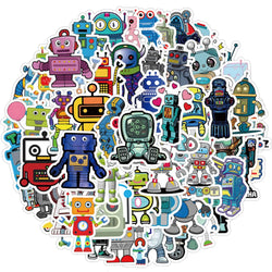 10/50Pcs Robot Graffiti Sticker Personality Cartoon Cute Child Sticker DIY Skateboard Luggage Sticker Wholesale (Online Order Only)
