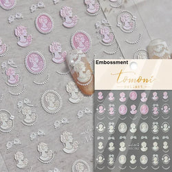 Retro Rose Gold Silver Totem Picture Photo Frame Flower 5D Self Adhesive Nail Art Stickers 5D Shiny Rhinestone Manicure Decals (ONLINE ORDER ONLY)