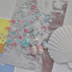 Halo Dyeing Ocean Shell Conch Starfish Pearl Love Heart Bowknot Jellyfish Adhesive Nail Art Stickers Manicure Decals Wholesale (ONLINE ORDER ONLY)