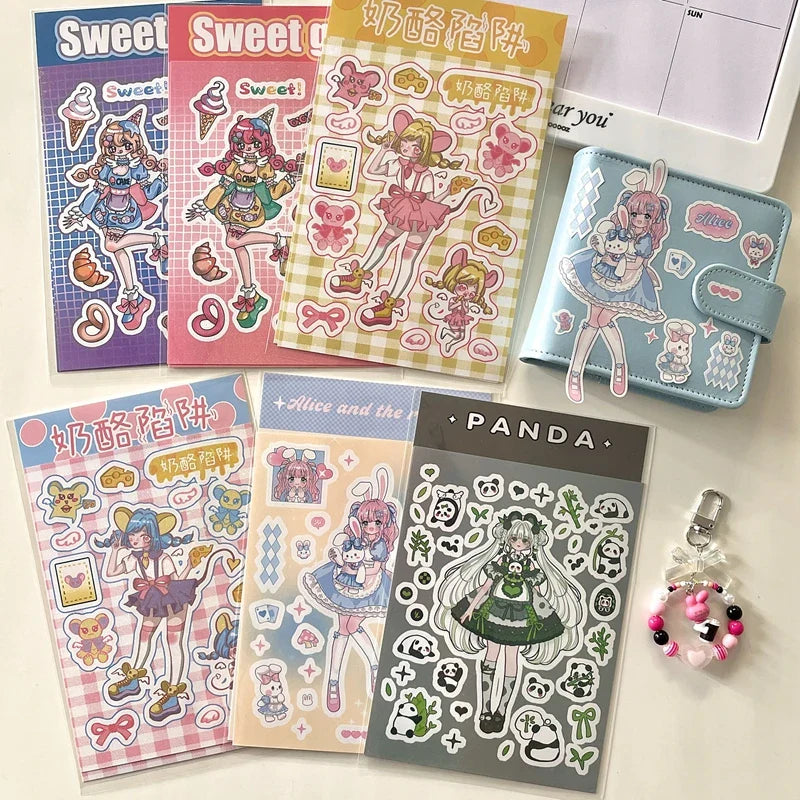 Cute Rabbit Panda Girl Stickers Diary Scrapbooking DIY Album Decoration Sticker Aesthetic Personalized Kawaii Korean Stationery (ONLINE ORDER ONLY)