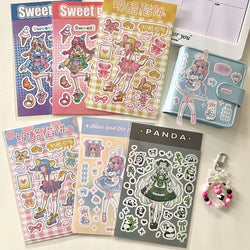 Cute Rabbit Panda Girl Stickers Diary Scrapbooking DIY Album Decoration Sticker Aesthetic Personalized Kawaii Korean Stationery (ONLINE ORDER ONLY)