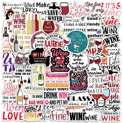 50PCS Wine Quotes Stickers Aesthetic Decals for Laptop Helmet Luggage Bottle DIY (Online Order Only)