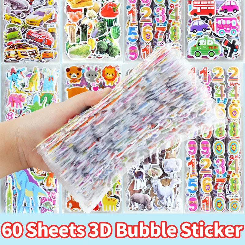 3D Puffy Stickers for Kids - 40 Sheets, Boys & Girls, Teachers, Rewards, Crafts, Scrapbooking (Online Order Only)