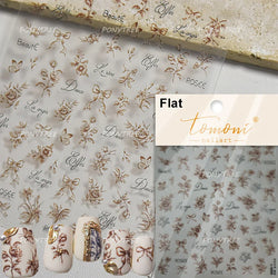 Vigorous Pink Orchid Cymbidium Antique Fragrant Thoroughwort Grass Butterfly Adhesive Nail Art Sticker Plant 3D Manicure Decals (ONLINE ORDER ONLY)