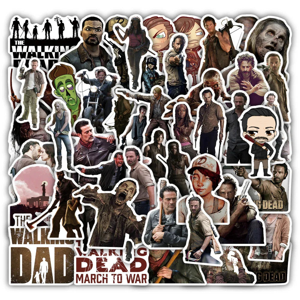 Walking Dead Stickers Pack: TV Show, Skateboard, Laptop, Motorcycle, Luggage, Car, Phone, Bike, Waterproof, Kid Toy (Online Order Only)
