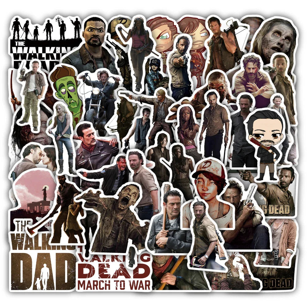 Walking Dead Stickers Pack: TV Show, Skateboard, Laptop, Motorcycle, Luggage, Car, Phone, Bike, Waterproof, Kid Toy (Online Order Only)