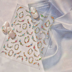 French Lines Gemstone Necklace Gilding Light Luxury Pearl Self Adhesive Nail Art Decorations Stickers Manicure Decals Wholesale (ONLINE ORDER ONLY)