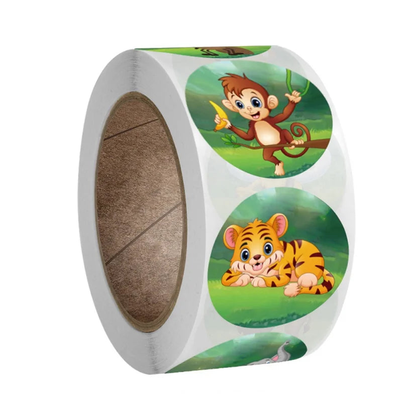 500pcs zoo Animals cartoon Stickers for kids classic toys sticker school teacher reward sticker 8 designs pattern tiger (Online Order Only)