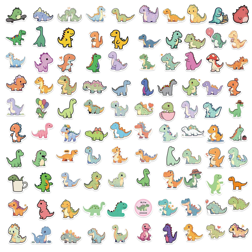 100PCS Cartoon Small Dinosaur PVC Sticker Aesthetic Children's Decoration Scrapbooking Stationery School Supplies for Kids﻿ (ONLINE ORDER ONLY)