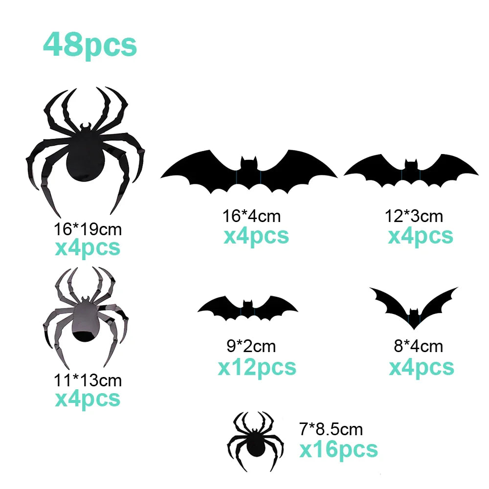 72/48/12Pcs 3D Wall Stickers Bat Stickers Halloween Decoration Vinyl Sticker Bat Sticker for Home Halloween Party Decorations (Online Order Only)