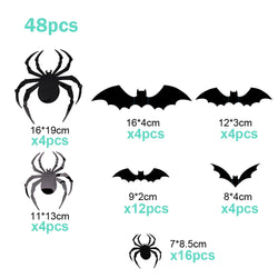72/48/12Pcs 3D Wall Stickers Bat Stickers Halloween Decoration Vinyl Sticker Bat Sticker for Home Halloween Party Decorations (Online Order Only)