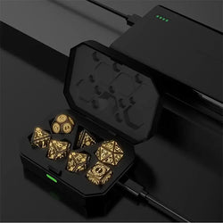 Glowing Rechargable LED Light Up 7 Piece Dice Set With Charging Case (Online Order Only)