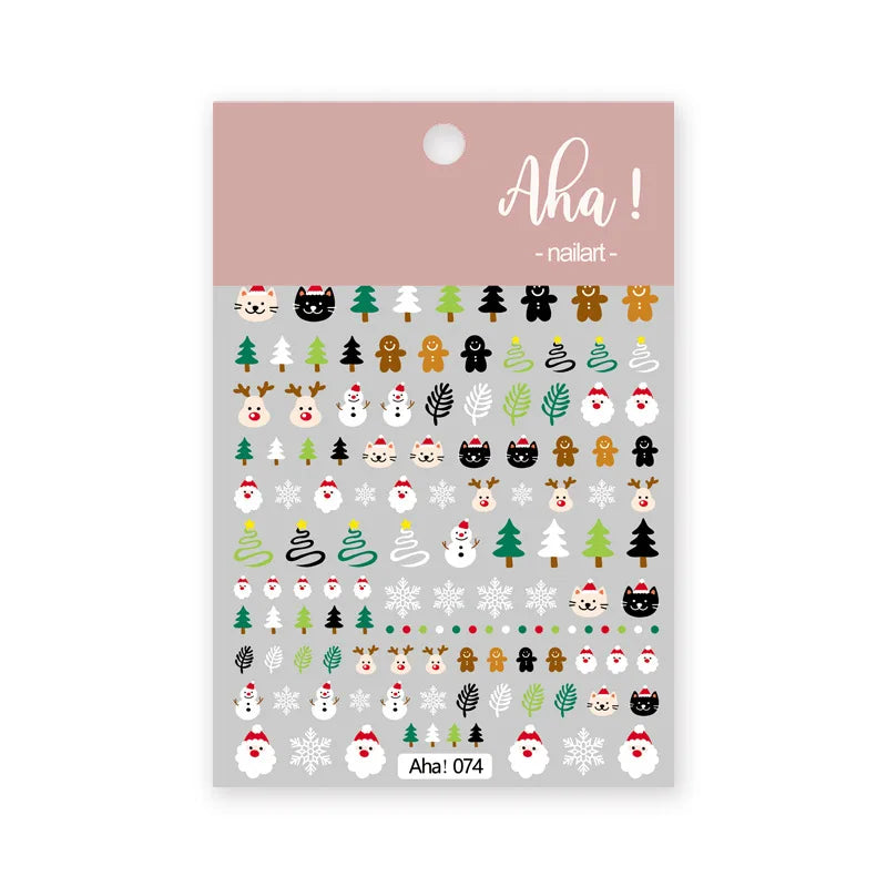 Christmas Greenery Nail Stickers Xmas Holly Animal Penguin Candy Winter Sliders Decor 2024 Holiday Decals Manicure Tips Foils *& (ONLINE ORDER ONLY)