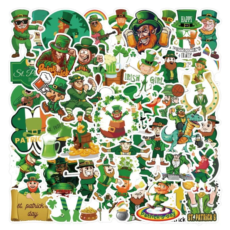 50pcs St. Patrick's Day Stickers for Luggage, Water Bottles, Phones, Laptops, Scooters, Refrigerators (Online Order Only)