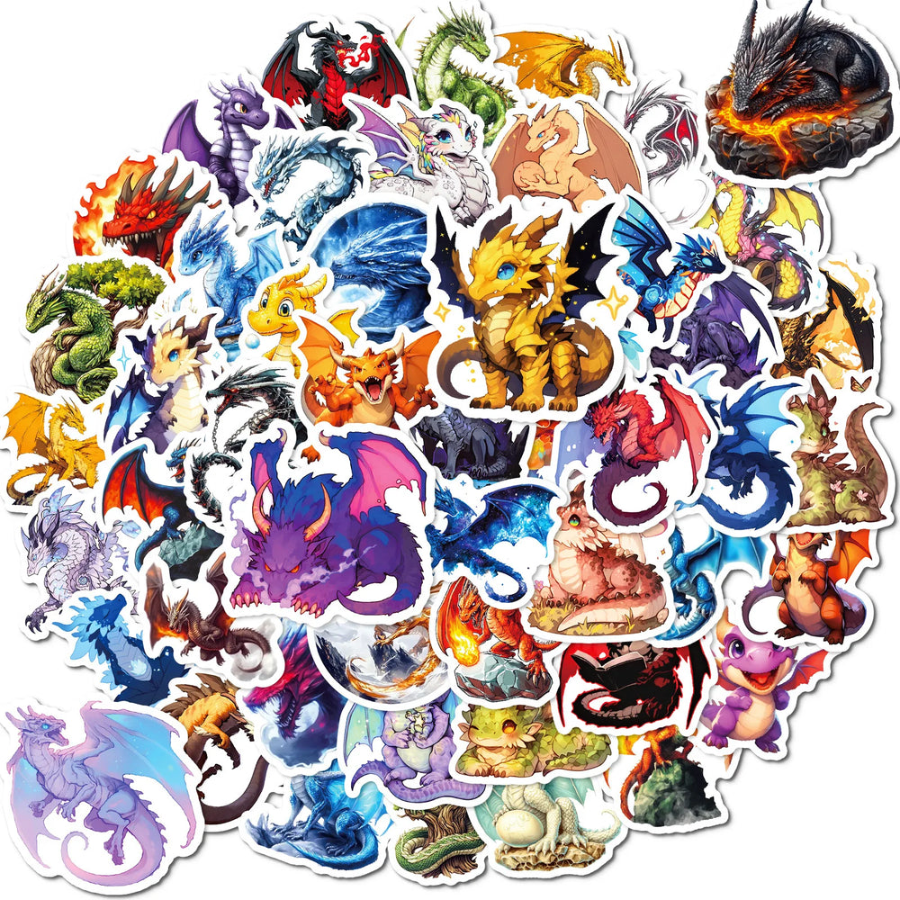 10/30/50PCS Cool Dragon Stickers Cartoon Decoration DIY Kids Toys Fridge Luggage Laptop Phone Guitar Car Bike Skateboard Sticker (Online Order Only)